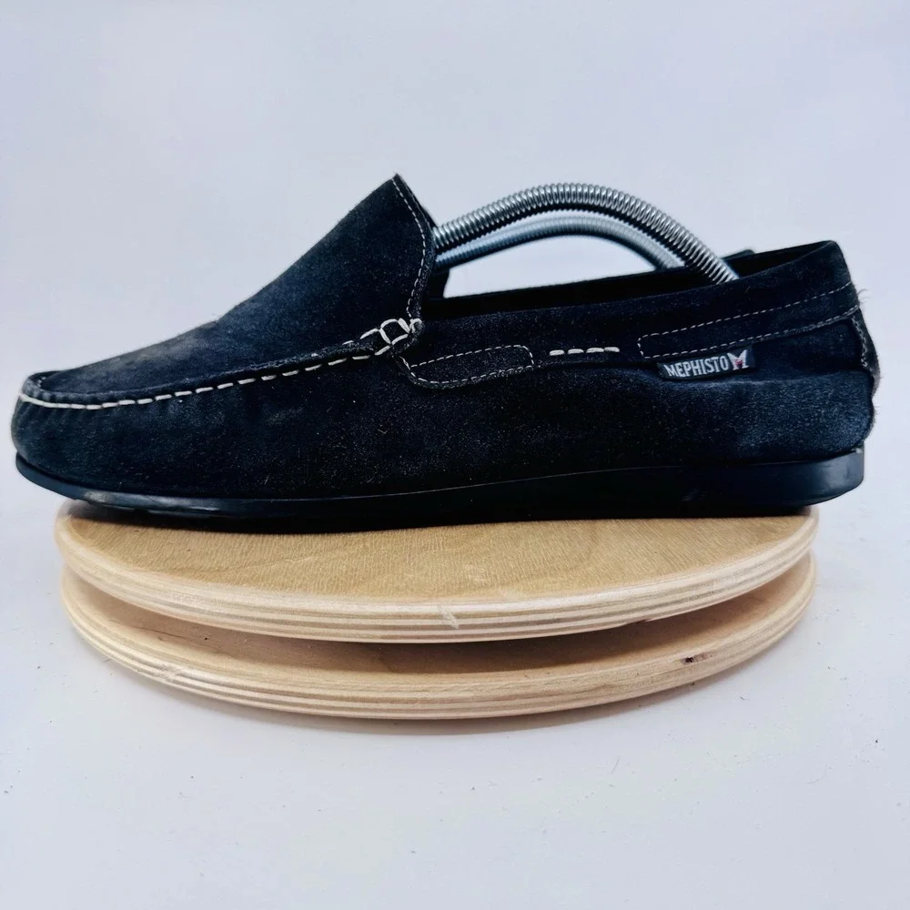 Mephisto Cool-Air Loafers Mens 9.5 Charcoal  Suede Moc Toe Comfort Driving Shoes
